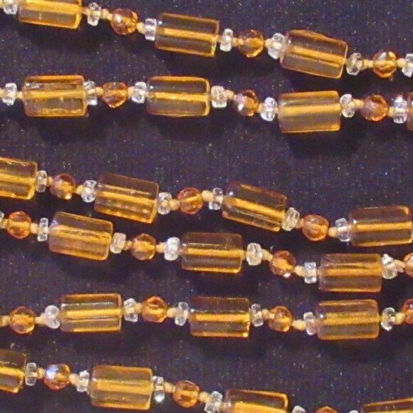 36" long, 1920s Art Deco Flapper necklace, Faceted Amber Glass, Crystal Necklace - Picture 2 of 10
